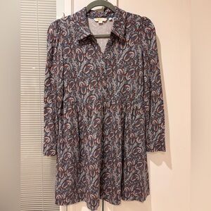 Boden Alma Jersey Long Sleeve Dress in Floral Paisley, Sz 4p